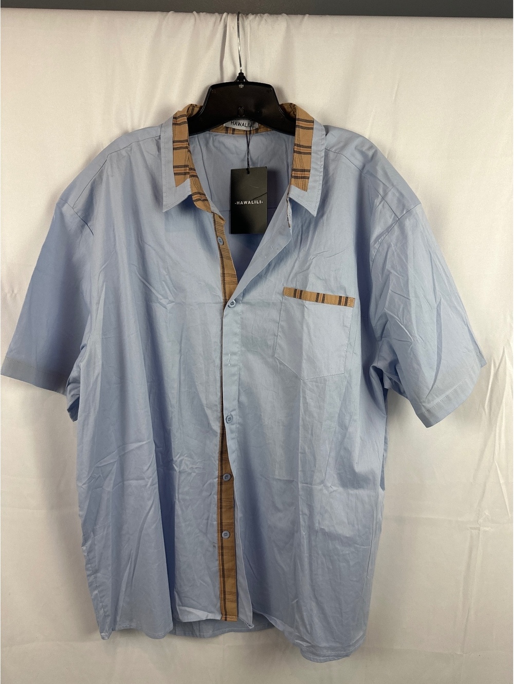 Hawalili Men's Light Blue Button-Up Shirt 3XL